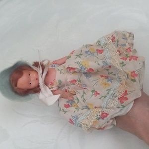 Collectible Vintage Nancy Ann  Storybook Bisque Frozen Legs  Doll Floral Dress